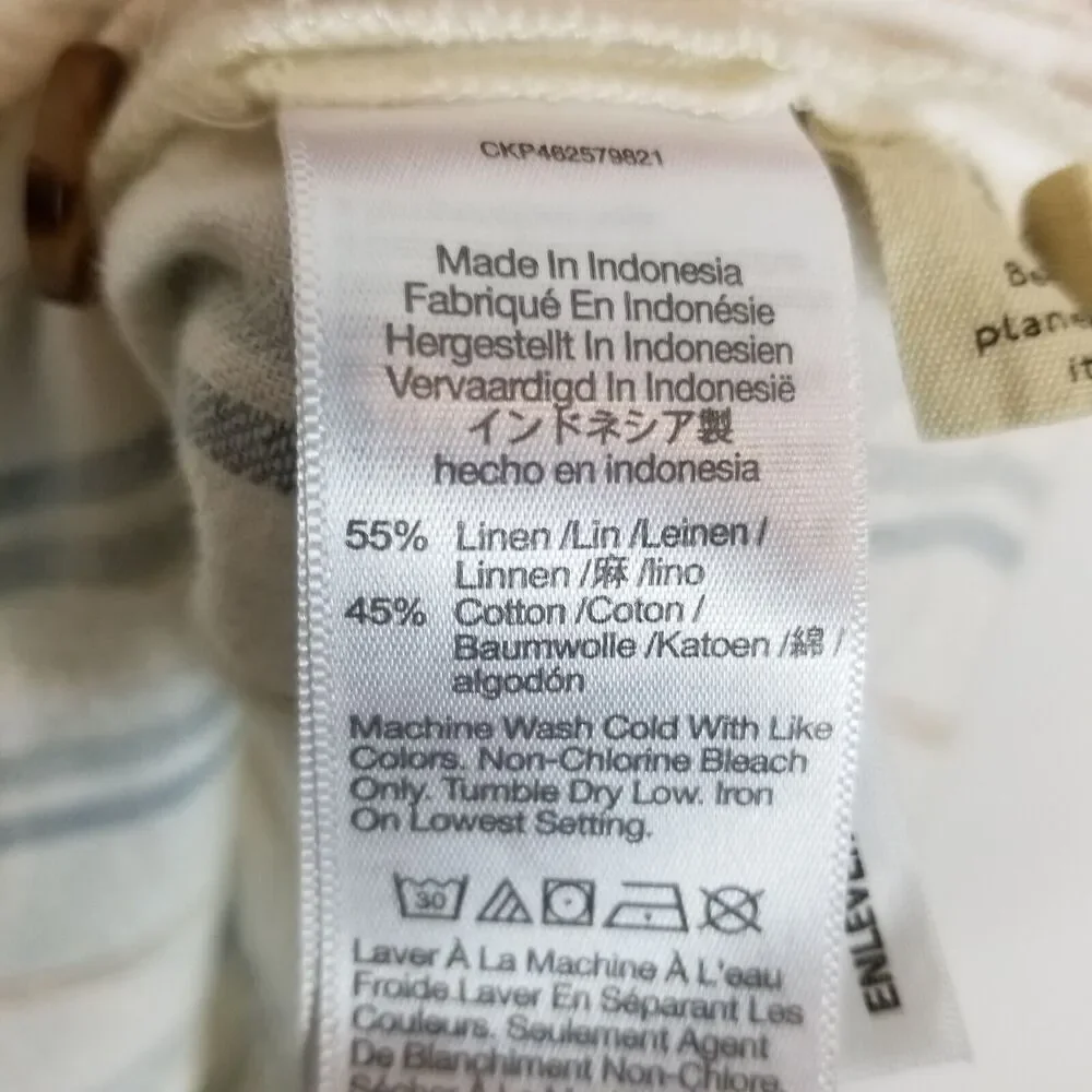 Madewell Women Linen-Cotton Princess-Seamed Midi Dress Sz M Stripe Boho Vacation - Picture 8 of 8